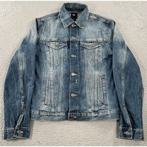 Gap Denim Jacket Men's Blue Medium Trucker Biker‎ Moto Retro Workwear Grunge
